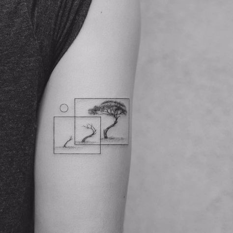 Natur Tattoo Arm, Tree Life Cycle, Square Tattoo, Tree Moon, Knife Tattoo, Shapes Abstract, Inspiration Tattoos, Modern Tattoos, Small Tattoos For Guys