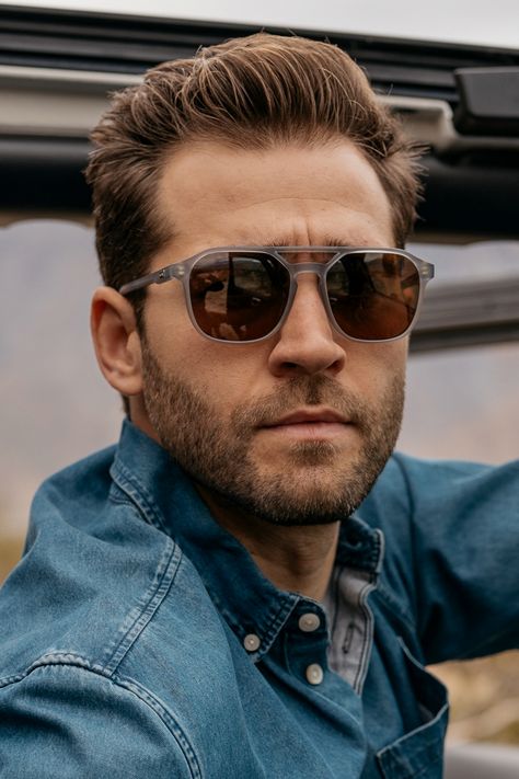 If you're looking for an iconic aviator shape but love more modern trendy sunglasses - you've found what you need with these double bridge aviator sunglasses. Polarized lenses help to eliminate glare that is reflected from the surfaces. #men #sunglasses