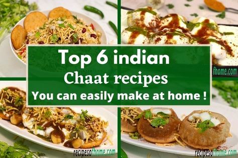 Here is the list of top 6 indian chaat recipes that you can make at home.These lists include very delicious and easy chaat recipes. Indian Chaat Recipes, Easy Indian Sweet Recipes, Easy Paneer Recipes, Indian Chaat, Best Rice Recipe, Homemade Snacks Recipes, Puri Recipes, North Indian Recipes, Rice Recipes For Dinner