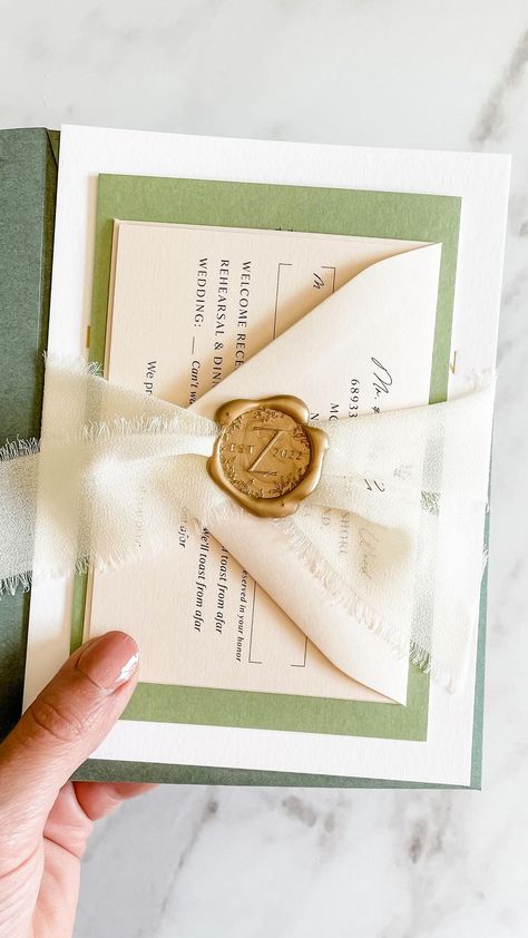 berriesandbloomsstudio on Instagram: Ribbon belly-bands with wax seals have been on repeat lately 💌 Each and every one we mail out gets their own detail-oriented attention… Wedding Invitations Belly Band, Ribbon Wax Seal Invitation, Detail Oriented, Belly Band Invitation, Gold Wedding Invitations, Belly Band, Belly Bands, Wedding Stationary, Wax Seal