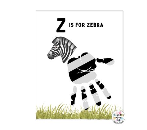 Letter Z Handprint Craft Art Printable Template / Alphabet Crafts Letter Z Handprint, Zebra Handprint, Art Craft Kids, Handprint Template, Handprint Printable, Alphabet Crafts Preschool, Template Craft, Add Kids, Teacher Craft