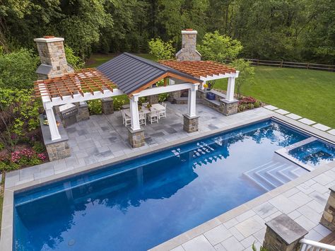 Pool Houses, Pergolas and Cabanas — ThomasFlint Pool Pergola Ideas Cabanas, Pool Pergola Ideas, Backyard Pergola Ideas, Pool Pergola, Cozy Sitting Area, Pergola Ideas, Pool Cabana, Outdoor Patio Space, Backyard Pergola