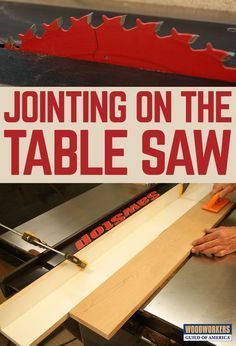 There are plenty of times when you need your boards to have a smooth, straight edge. No jointer? No sweat. With the help of a simple shop-made jig you can be jointing on the table saw. Advanced Woodworking Plans, Woodworking Table Saw, Table Saw Blades, Woodworking Table, Popular Woodworking, Woodworking Jigs, Saw Blades, Wood Working For Beginners, Diy Interior