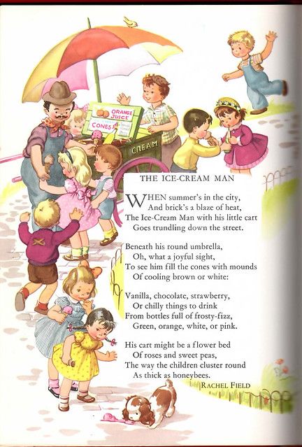 The Ice-Cream Man | Scanned from Childcraft Vol. 1, 1954 Edi… | Flickr Nursery Rhymes Poems, Eloise Wilkin, Old Nursery Rhymes, Roger Duvoisin, Childrens Poems, English Stories For Kids, Childrens Poetry, Poetry For Kids, Children's Stories