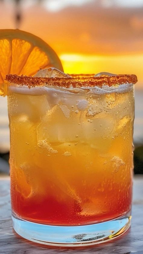 Sunset Cocktail Aesthetic, Malibu Sunset Cocktail, Rum And Orange Juice, Malibu Sunrise, Malibu Cocktails, Mango Cocktail, Sunset Cocktail, Sunrise Cocktail, Sunset Drink