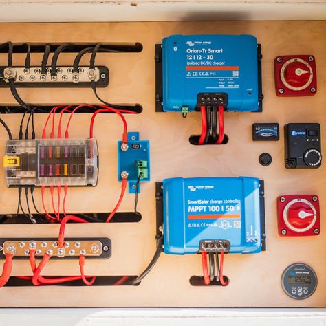 Caravan Electric System, Victron Energy Wiring, Camper Van Electrical System, Campervan Electrical System, Camper Electrical System, Van Electrical System, Campervan Electrics, Van Conversion Ideas Layout, Iveco Daily Camper