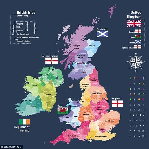 Researchers have found 23 distinct Irish genetic clusters in Ireland and Britain. These are most distinct in western Ireland, but less pronounced in the east. In the stock image above, the many different territories making up the British Isles, including Ireland and the UK, can be seen Western Ireland, Genealogy Map, Map Of Britain, Irish Genealogy, Dna Genealogy, Family Tree Genealogy, Genealogy Resources, Uk History, Ancestry Genealogy