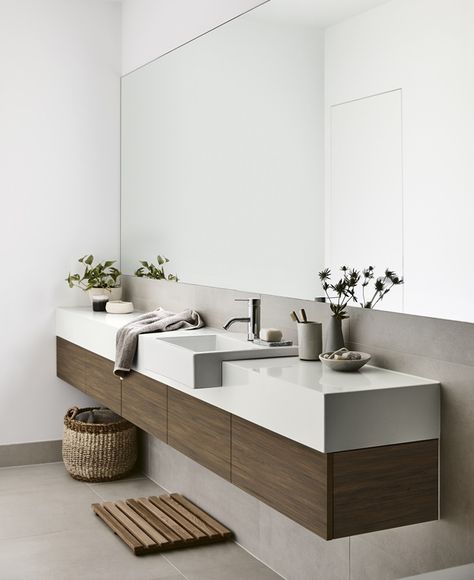 Walnut Bathroom, Natural Bathroom, Bathroom Tile Designs, Double Bathroom, Floating Vanity, Double Bathroom Vanity, Modern Vanity, Bathroom Sink Vanity, Modern Bathroom Vanity