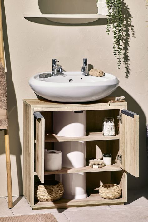 Pedestal Sink Storage, Under Sink Unit, Bathroom Storage Units, Under Sink Cabinet, Deco Studio, Under Sink Storage, Small Bathroom Ideas On A Budget, Small Bathroom Ideas Modern, Sink Storage