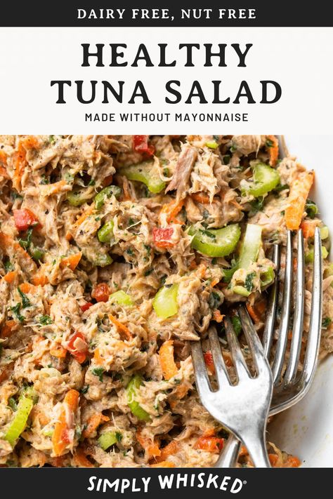 This healthy tuna salad recipe is made with no mayo, but it’s still full of flavor. It’s dairy free, paleo friendly and super easy to make. Serve it as a sandwich or in a lettuce wrap for a great heart healthy lunch. Heart Healthy Lunch, Dairy Free Tuna Salad, No Mayo Tuna Salad, Tuna Salad Without Mayo, No Mayo Tuna, Healthy Tuna Salad Recipe, Tuna Salad Recipe Healthy, Best Tuna Salad, Healthy Tuna Salad