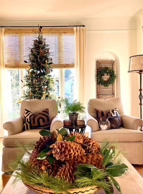 A Collected Christmas Home Tour You Will Love - Cindy Hattersley Design Spanish Colonial Living Room, Room Decorated For Christmas, Cindy Hattersley, Vintage Shutters, Christmas House Tour, Christmas Living Room, Smart Home Devices, Home Devices, Christmas Decorations Living Room