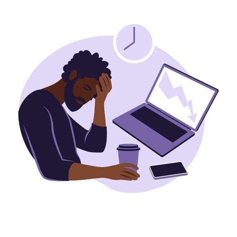 Professional burnout syndrome. illustrat... | Premium Vector #Freepik #vector #business #people #computer #man Burnout Syndrome, Conceptual Illustration, Graphic Editing, Health Problems, Time Management, The Professional, Flyer Design, Premium Vector, African American