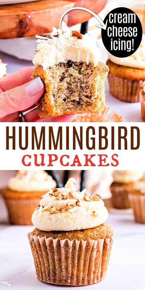 Hummingbird Cupcakes Recipe, Hummingbird Cupcakes, Sweety Pie, Hummingbird Cake Recipes, Decorating Hacks, Banana Bread Recipe Moist, Shugary Sweets, Cupcakes Recipes, Southern Desserts