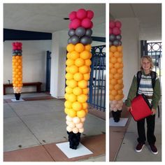 Pencil balloon display for exhibit booth Back To School Balloon Decor, School Balloons, Camarillo California, Balloons Galore, Balloon Tower, Deco Ballon, Balloon Artist, Balloon Display, Balloon Crafts