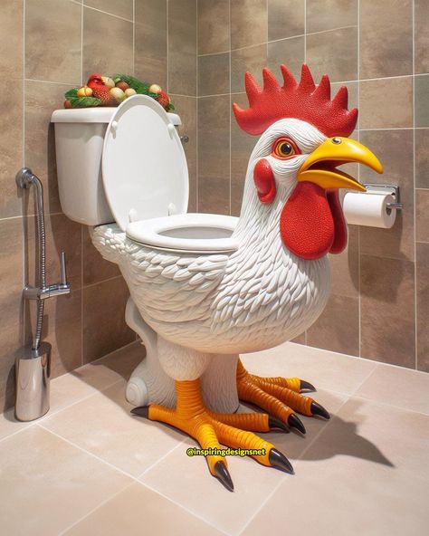 I'm gonna need a chicken toilet in my life! 🐔🐔 Weird Toilets, Toilet Paper Storage Ideas, Store Toilet Paper, Paper Storage Ideas, Crazy Bathrooms, Cool Toilets, Storage Ideas For Small Spaces, Weird Furniture, Fantasy Furniture