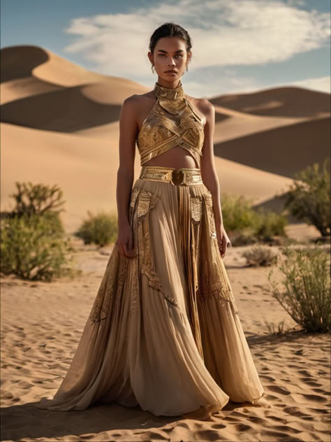 Egyptian Outfit Ideas, Arabian Nights Outfit, Egyptian Photoshoot, Fantasy Magic Aesthetic, Acotar Clothes, Fashion Show Outfit Ideas, Cleopatra Outfit, Egyptian Inspired Fashion, Pretty Princess Dresses