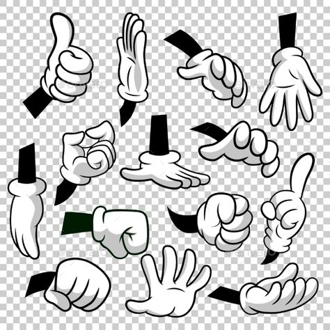 Cartoon Hands with Gloves #Icon Set Isolated - #People #Characters Download here: https://graphicriver.net/item/cartoon-hands-with-gloves-icon-set-isolated/20185082?ref=alena994 Hands With Gloves, Cartoon Gloves, Parts Of Body, Cartoon Hands, 1930s Cartoons, Vintage Cartoons, Cartoon Style Drawing, Hand Gestures, Cartoon Cartoon