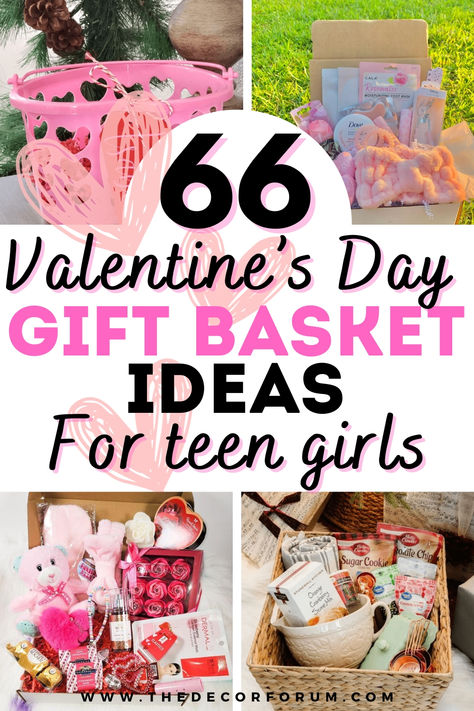 66 Valentine's Day Gift Basket Ideas for Teen Girls. We cover all kinds of gift basket fillings and ideas for special themed gift baskets you can easily recreate, like The Homebody Gift Basket or Gift Basket for the Aspiring Young Chef. Valentine Gift Basket For Friends, Valentine’s Day Basket For Teen Girl, Girls Valentines Gift Basket, Valentines Daughter Gift Ideas, Valentines Day Gifts For Teenage Girl, Teen Daughter Valentines Gift Ideas, Valentines Day Gift Basket Ideas For Her, Valentines Basket For Daughter, Valentine Gift Baskets For Friends