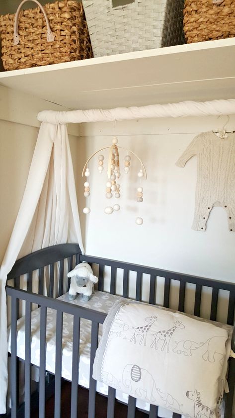 Nursery And Bedroom Combined, Crib In Closet, Baby Deer Nursery, Baby Nook, Closet Nursery, Tiny Nursery, Nursery Nook, Baby Nursery Closet, Small Space Nursery