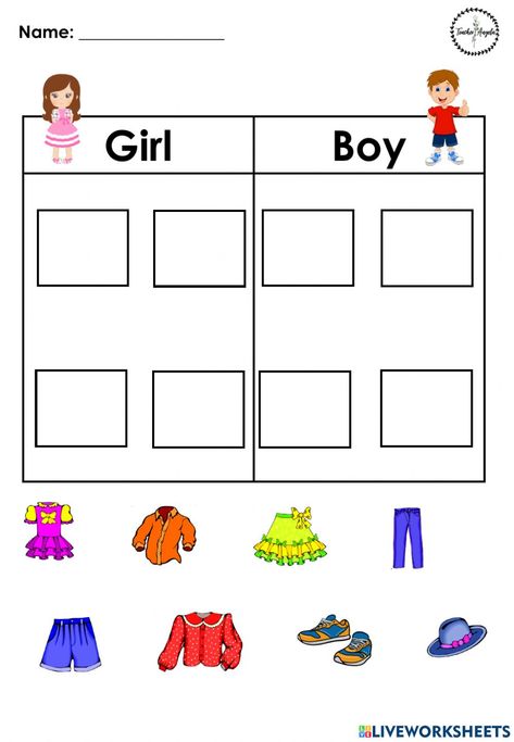 Preschool Science Lessons, Kindergarten Syllabus, Clothes Worksheet, Speech Therapy Worksheets, Sorting Clothes, Nursery Worksheets, Body Parts Preschool, Language Therapy Activities, English Activities For Kids