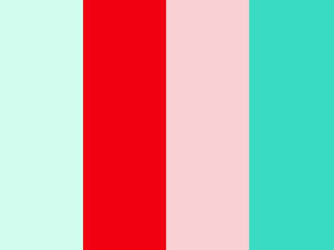 Pink Red Teal Color Palette, Red And Green Pastel Color Palette, Reds And Pinks Palette, Mint And Red Kitchen, Light Pink And Red Color Palette, Mint Bedding, 60s Kitchen, Craft Fair Booth Display, Colorful Patio