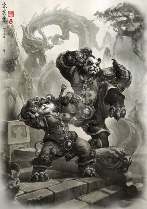 Pandaren Monk, World Of Warcraft Game, Warcraft Characters, Neotraditional Tattoo, Super Powers Art, Warcraft Art, Fantasy Collection, Wow Art, Bear Art