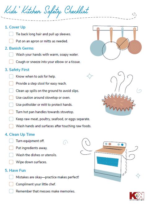 Keeping it Real: Kid-friendly kitchen safety checklist (free printable) Kitchen Skills By Age, Kitchen Safety For Kids, Kitchen Safety Activities, Kitchen Safety Rules, Teaching Kids To Cook, Kids Cooking Lessons, Food Studies, Culinary Lessons, Family Cookbook Project