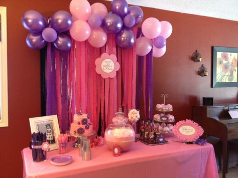 Pink and purple party Pink And Purple Barbie Party, Butterfly Bday Party, Pink And Purple Birthday Party, Purple Birthday Party Ideas, Purple Party Decor, Pink And Purple Birthday, Pink Purple Party, Sesame Street Party Favors, Purple Birthday Decorations