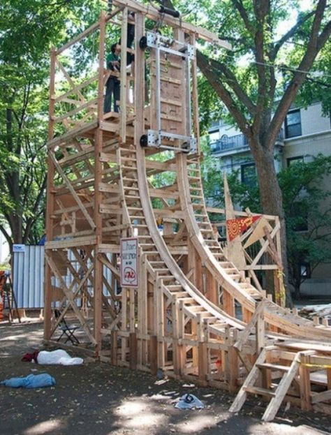 Top 10 Human Powered Rollercoasters Homemade Roller Coaster, Tree Fort, Walkways Paths, Diy Playground, Hot Dog Stand, Roller Coasters, Play Structure, Backyard Playground, Backyard Projects