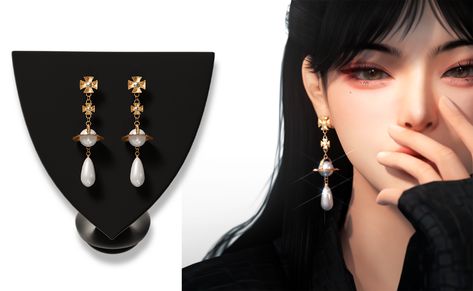 The Sims 4 Cc Patreon, Expensive Sunglasses, Sims 4 Cc Patreon, Vivienne Westwood Earrings, Cc Patreon, Sims 4 Piercings, Mod Jewelry, Sims 4 Anime, Planet Earrings