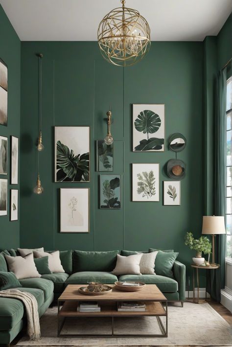 Green Jewel Tone Living Room, Modern Green Living Room, Jewel Tone Living Room, Emerald Green Living Room, Colorful Living Room Bright, Popular Living Room Colors, Dark Green Living Room, Bright Living Room, Green Sofa