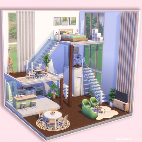 Minimal Home, Sims 4 Build, The Sims4, Xbox One, Sims 4, Xbox, Loft Bed, Toddler Bed, Doll House