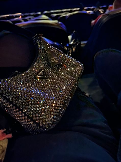 Prada Crystal Bag Outfit, Prada Sparkle Bag, Prada Crystal Bag, Luxury Haul, Prada Bag Black, Sparkle Bag, Prada Galleria Bag, Expensive Bag, Guess Girl