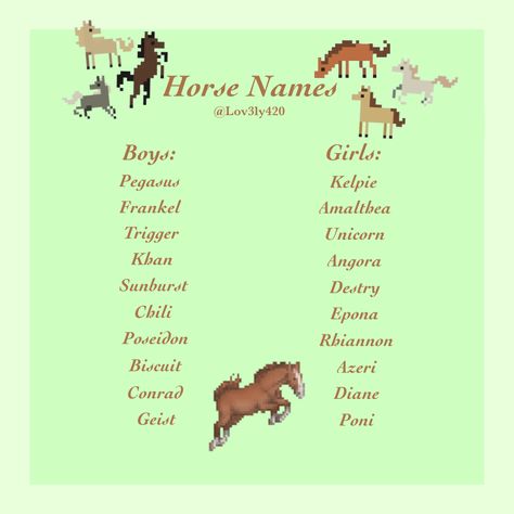 Pretty Horse Names, Good Horse Names, Horse Names List, Cute Horse Names, Unique Horse Names, Names For Horses, Horse Name Ideas, Best Horse Names, Scene Writing Prompts