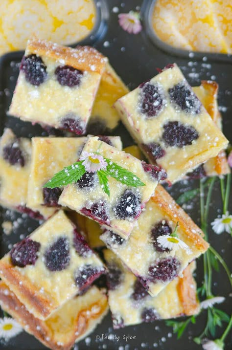 Blueberry Custard Bars, Custard Bars Desserts, Blackberry Baked Goods, Black Rasberry Deserts, Cherry Mascarpone Desserts, Strawberry Blackberry Dessert, Lemon Blackberry Dessert, Blackberry Lemon Bars, Blackberry Custard Pie