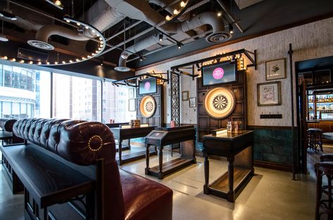 Sneak Peek Inside Flight Club Dart-Throwing Venue in Boston’s Seaport - Eater Boston Ping Pong Bar, Golf Bar, Restaurant Photos, Flight Club, Hospital Interior Design, Mini Golf, Sports Bar, In Boston, Dart