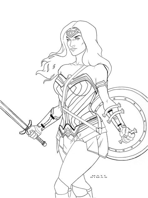 Wonder Woman Woman Line Art, Wonder Woman Art, Marvel Drawings, Adult Coloring Designs, Comic Book Artwork, Cartoon Coloring Pages, Hell Yeah, Disney Films, Comic Character