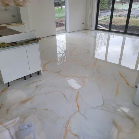 Flooring Gallery | Jenflow Systems Ltd Resin Stairs, Epoxy Floor Designs, White And Gold Marble, Epoxy Resin Flooring, Resin Floor, Marble Flooring Design, Epoxy Wood Table, Garage Floor Epoxy, Flooring For Stairs