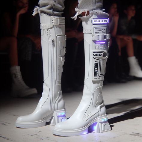 Cyberpunk Boots, Cybercore Clothes, Cybercore Outfit, Cybercore Fashion, Cyberpunk Shoes, Futuristic Boots, Cyberpunk Accessories, Futuristic Outfits, Futuristic Shoes