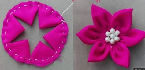 Fabric Flowers How To Make, Fabric Flower Making Ideas, Satin Flowers Diy Fabric Roses, Making Flowers With Fabric, How To Sew Flowers, How To Make Fabric Flowers, How To Make Flowers, Flower Making Fabric, Fabric Flowers Tutorial