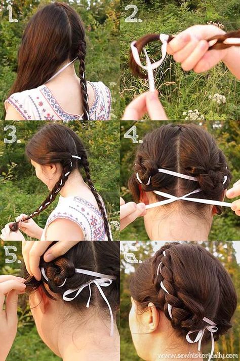 Historical Hairstyles, Milkmaid Braid, Braided Hairstyle, Hair Cover, Hair Up Styles, Hairdo For Long Hair, Braided Hairstyles Tutorials, 가을 패션, Hair Designs