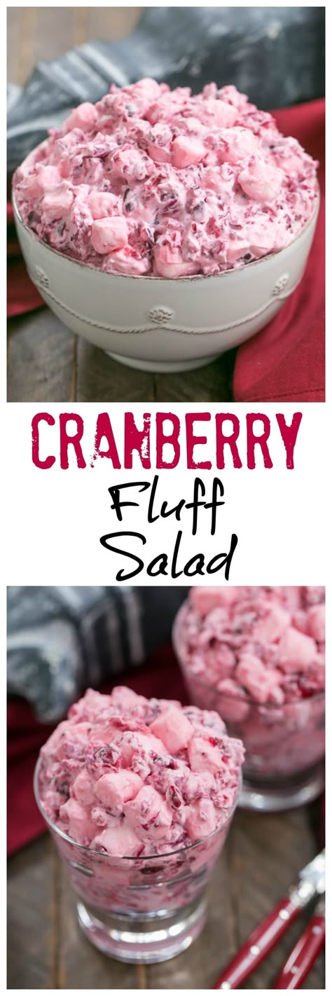 Fruit Salad With Whipped Cream, Cranberry Fluff Salad, Cranberry Fluff, Whipped Cream Desserts, Thanksgiving Salad, Fluff Salad, Desserts Homemade, Fluff Recipe, Fluff Desserts