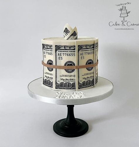 A big shoutout to @Monika Sliski Bogdanowicz for this amazing money cake creation! 💵 💰 I wish I could have this cake and the real money too! 😉 Great job!   🎂 Share if you think it's incredible too!  . . . #MoneyCake #CakeArtistry #EdibleMasterpiece #icingsheets #trendycake #edibleimagecaketopper #edibleimagecaketoppers #edibleimage #edibleimages #cakedecorator #cakedecorating #cakedecoratorsofinstagram #edibleprints #edibleprint #edibleprintcakes #theedibleimage #edibleimagecakes Business Theme Cake, Money Themed Cake, Dollar Cake Design, Dollar Birthday Cakes For Men, Dollar Cake Design For Men, Cake Dollar Birthday, Money Bday Cake Ideas, Money Puzzles, 50th Birthday Cake For Women