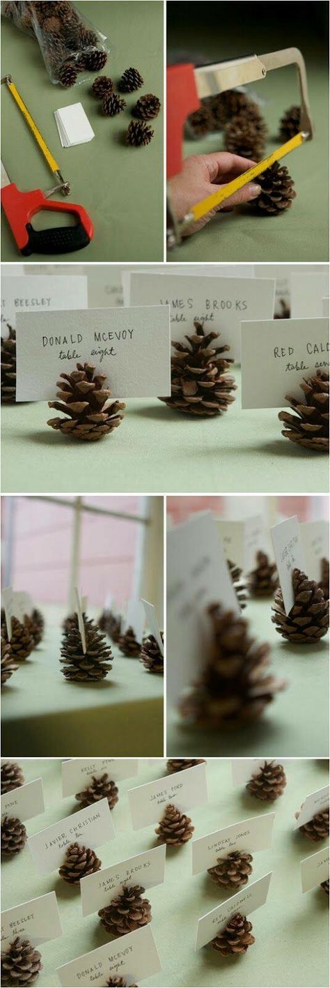 Wedding Card Holder Diy, Diy Fall Wedding Decorations, Wedding Table Seating, Fall Wedding Diy, Deco Champetre, Diy Pinecone, Tafel Decor, Card Table Wedding, Wedding Card Holder