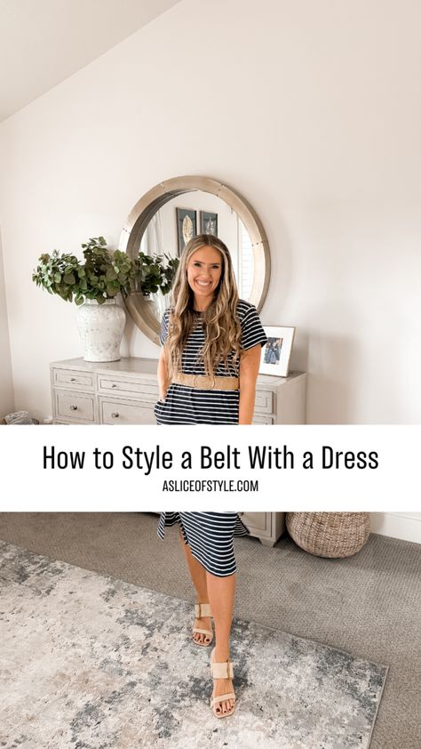 How to Style a Belt with a Dress Dresses With Belt Outfit, Adding A Belt To A Dress, Belting A Dress, How To Belt A Dress, How To Wear A Belt With A Dress, Dress With Belt Outfit, Belt Dress Outfit, How To Wear Belts, Belts For Dresses