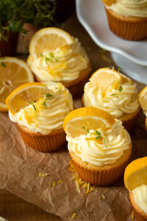 Lemon Curd Filled Cupcake with Lemon Buttercream Frosting — Under A Tin Roof Lemon Buttermilk Cake Recipe, Buttermilk Cupcakes, Lemon Buttercream Frosting, Fruit Cupcakes, Lemon Bar, Lemon Curd Filling, Lemon Buttercream, Filled Cupcakes, Lemon Cupcakes