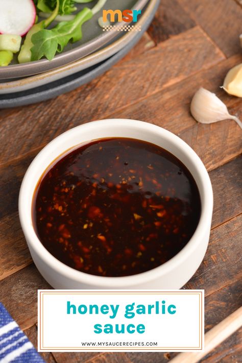 If you want a sweet and savory sauce for your proteins and vegetables, this EASY Honey Garlic Sauce recipe is the sauce for you! Garlic Sauce For Chicken, Honey And Garlic, Garlic Sauce Recipe, Homemade Sauce Recipes, Honey And Soy Sauce, Honey Garlic Sauce, Asian Sauce, Honey Sauce, Honey Soy