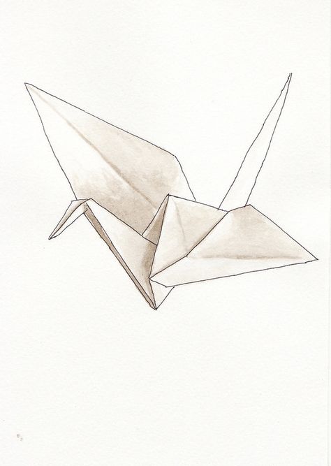 crane | heystags | Flickr Drawing Ideas Charcoal, Origami Drawing, Crane Drawing, Crane Dance, Crane Tattoo, Simple Origami, Origami Tutorial Easy, Dollar Origami, Origami Artist