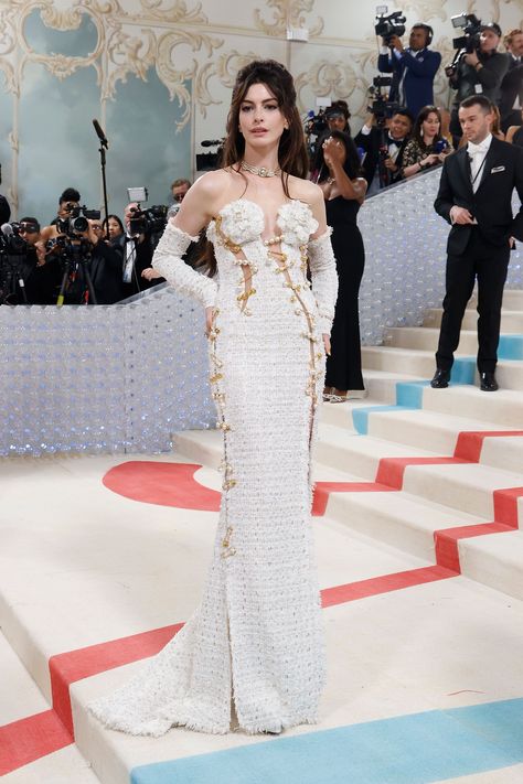 Anne Hathaway 2023 Met Gala, Anne Hathaway Met Gala, Anne Hathaway 2023, Anne Hathaway Red Carpet, Angelina Jolie Dress, Anne Hathaway Style, Hollywood Gowns, Met Gala Outfits, Met Gala Dresses