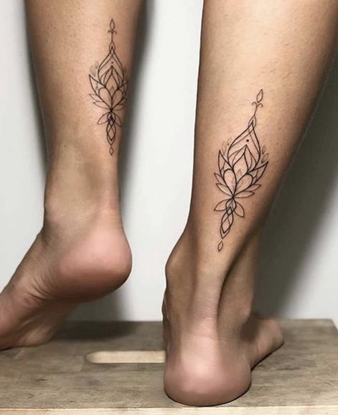 Tattoos For Women Calves, Back Of Ankle Tattoo, Calf Tattoos For Women, Back Of Leg Tattoos, Mandela Tattoo, Mandala Tattoo Sleeve, Simple Tattoos For Women, On Tattoo, Ankle Tattoos For Women